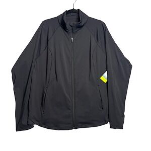 Tek Gear Ultrastretch‎ Athletic Jacket Women Plus Size 2X Black Full Zip NWT